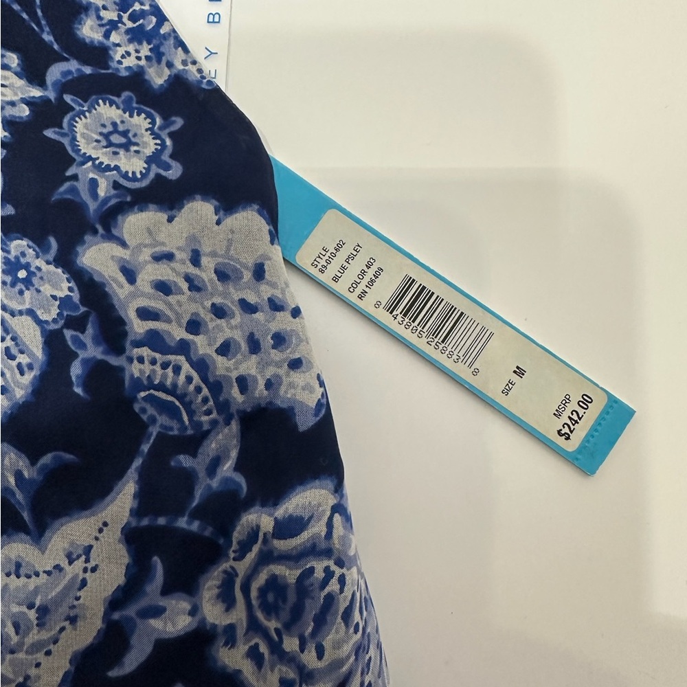 NWT Alice + Olivia Blue White Paisley Floral Silk Halter Y2K Top Blouse Medium - Picture 16 of 16